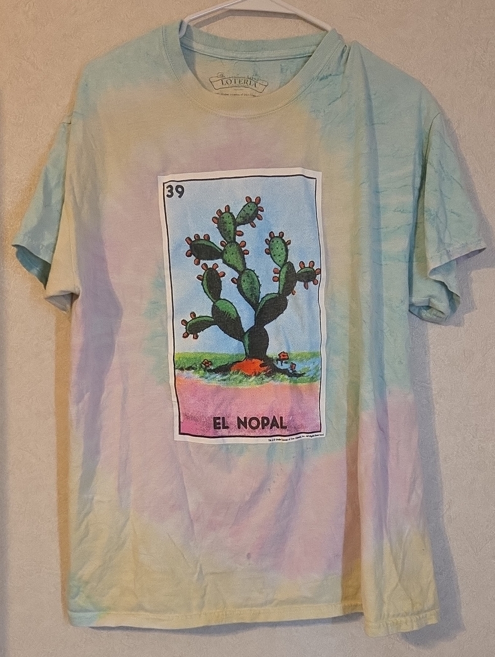 Forever 21 Tie-Dye Tee with Cactus Graphic - Pastel Green, Pink, Yellow